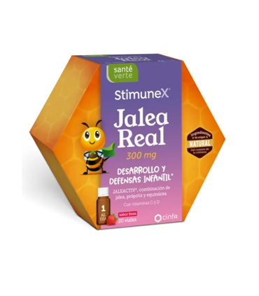 SANTE VERTE STIMUNEX JALEA REAL DESARROLLO Y DEFENSAS INFANTIL 20 VIALES 10 ML SABOR FRESA