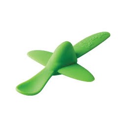 CUCHARA DE SILICONA EN FORMA DE AVION VERDE.