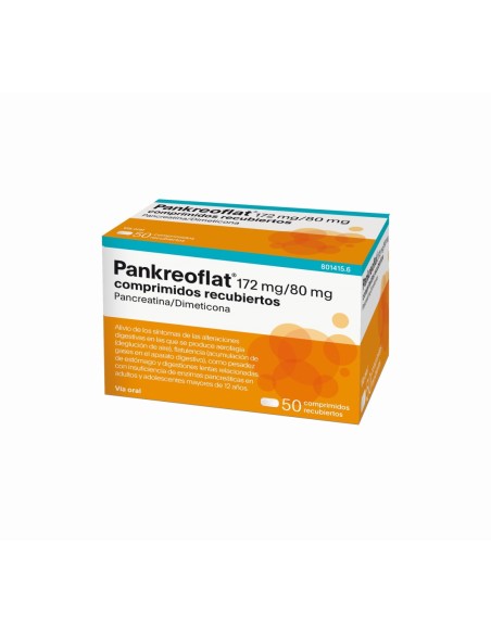 PANKREOFLAT 172 mg/80 mg 50 COMPRIMIDOS RECUBIERTOS