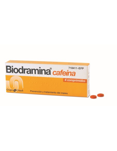 BIODRAMINA CAFEINA 4 COMPRIMIDOS RECUBIERTOS