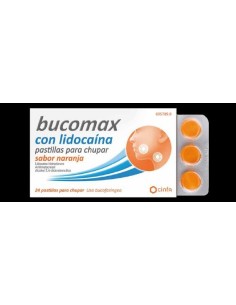 BUCOMAX CON LIDOCAINA 24 PASTILLAS PARA CHUPAR (SABOR NARANJA)