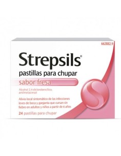 STREPSILS 24 PASTILLAS PARA CHUPAR (SABOR FRESA)