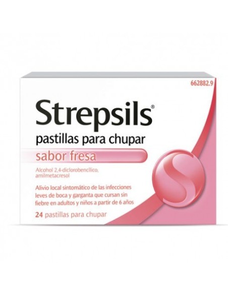 STREPSILS 24 PASTILLAS PARA CHUPAR (SABOR FRESA)