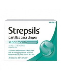 STREPSILS 24 PASTILLAS PARA CHUPAR (SABOR MENTA)
