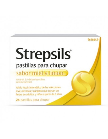 STREPSILS 24 PASTILLAS PARA CHUPAR (SABOR MIEL Y LIMON)