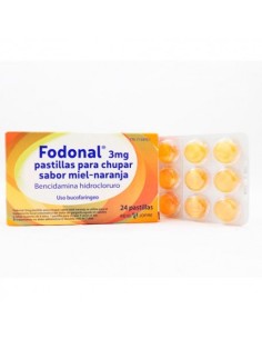 FODONAL 3 mg 24 PASTILLAS PARA CHUPAR (SABOR MIEL Y NARANJA)