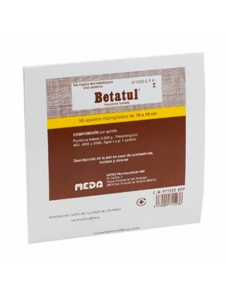 BETATUL 250 mg 10 APOSITOS IMPREGNADOS