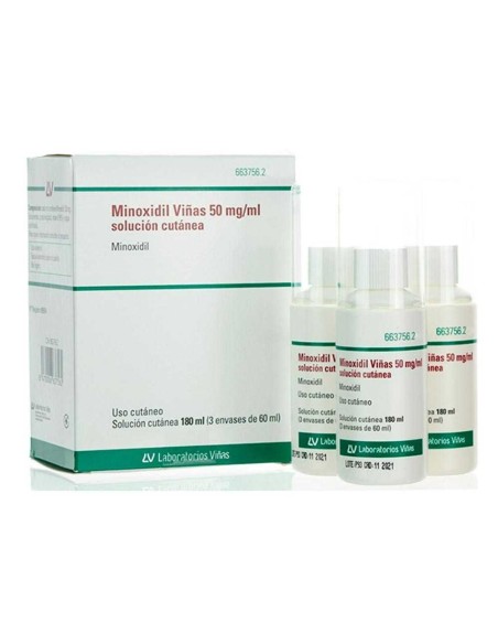 MINOXIDIL VIÑAS 50 MG/ML SOLUCION CUTANEA 3 FRASCOS 60 ML