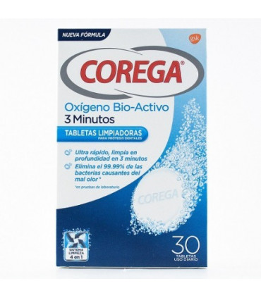 COREGA OXIGENO BIO-ACTIVO LIMPIEZA PROTESIS DENT 30 PASTILLAS