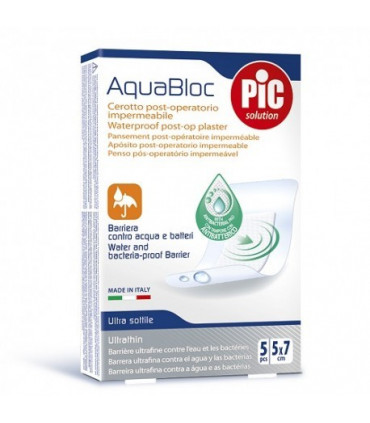PIC AQUABLOC POST OP ANTIBACTERIANO APOSITO ESTE 5 X 7 CM 5 APOSITOS
