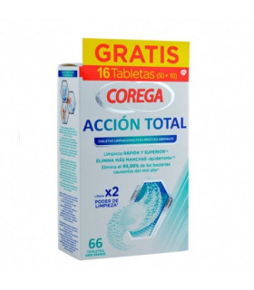 COREGA ACCION TOTAL LIMPIADOR LIMPIEZA PROTESIS 66 TABLETAS