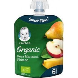 GERBER ORGANIC PERA MANZANA PLATANO 1 POUCH 90 G