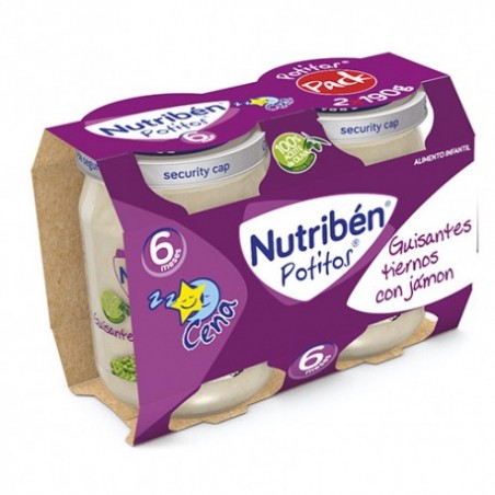 NUTRIBEN CENA GUISANTES TIERNOS CON JAMON POTITO 2X190 G