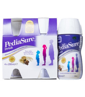 PEDIASURE DRINK 4 BOTELLAS 200 ML SABOR CHOCOLATE