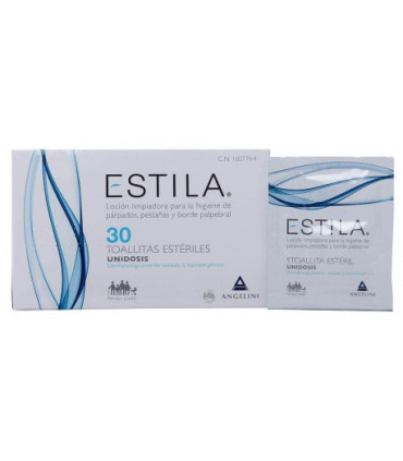 ESTILA TOALLITAS ESTERILES DE UN SOLO USO HIGIENE DE PARPADOS/ PESTAÑAS Y BORDE PALPEBRAL 30 UNIDADE