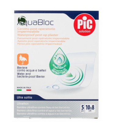 PIC AQUABLOC POST OP ANTIBACTERIANO APOSITO ESTE 10 X 8 CM 5 APOSITOS