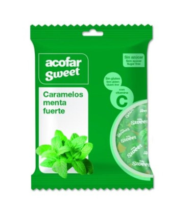 ACOFARSWEET CARAMELOS S/ AZUCAR 1 BOLSA 60 G SABOR MENTA FUERTE