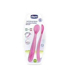 CUBIERTO INFANTIL CUCHARA SILICONA CHICCO EASY T ROSA +6 MESES 2 U