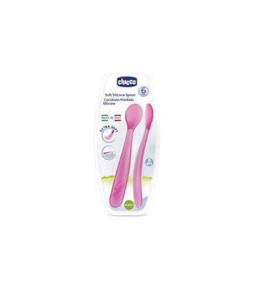 CUBIERTO INFANTIL CUCHARA SILICONA CHICCO EASY T ROSA +6 MESES 2 U