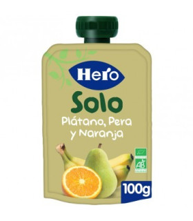 HERO BABY SOLO PLATANO PERA Y NARANJA 1 ENVASE 100 G