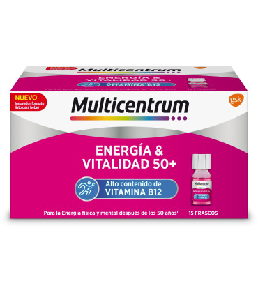 MULTICENTRUM ENERGIA & VITALIDAD 50+ 15 FRASCOS 7 ML SABOR FRAMBUESA