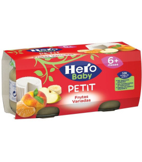 HERO BABY PETIT DE QUESO FRESCO Y FRUTAS VARIADAS 2 TARROS 80 G