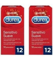 DUREX SENSITIVO SUAVE + INVISIBLE PRESERVATIVOS 2 ENVASES 12 UNIDADES DUPLO