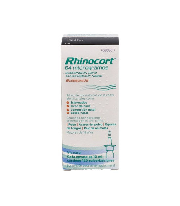 RHINOCORT 64 microgramos/PULVERIZACION SUSPENSION PARA PULVERIZACION NASAL 1 ENVASE 120 DOSIS