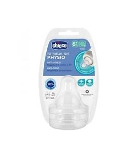 TETINA SILICONA FLUJO PAPILLA CHICCO PHYSIO + 6 MESES 2 UNIDADES