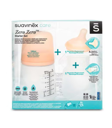 SUAVINEX BIBERON ANTICOLICO T SILICONA ZERO ZERO 1 ENVASE 180 ML SET INICIACION