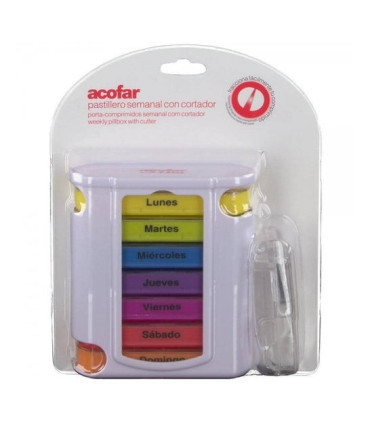 ACOFAR PASTILLERO SEMANAL CON CORTADOR 1 UNIDAD