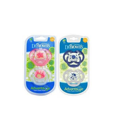 CHUPETE SILICONA DR BROWN´S ADVANTAGE REVERSIBLE 6 - 18 MESES 2 UNIDADES COLORES SURTIDOS