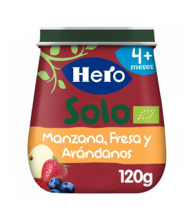 HERO SOLO 1 FRASCO 120 G SABOR MANZANA FRESA Y ARANDANOS