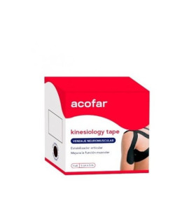 ACOFAR KINESIOLOGY TAPE VENDAJE 1 UNIDAD 5 M X 5 CM COLOR NEGRO
