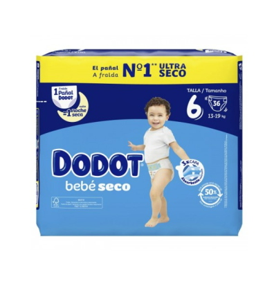 PAÑAL INFANTIL DODOT BEBE SECO VALUE TALLA 6 13-18 KG 36 UNIDADES PACK