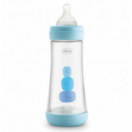 BIBERON PLASTICO T SILICONA CHICCO PERFECT5 AZUL 4M+ FLUJO RAPIDO 300 ML