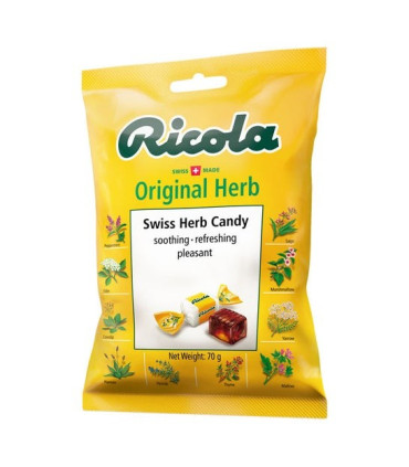 RICOLA CARAMELOS SIN AZUCAR HIERBAS CON STEVIA 1 BOLSA 70 G