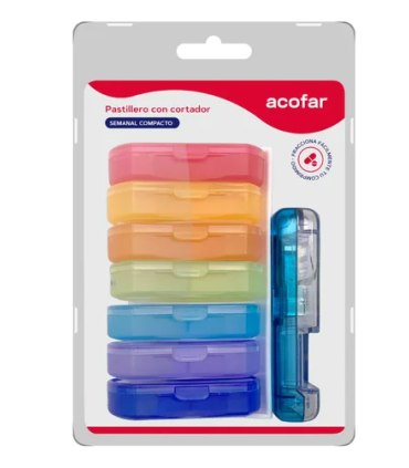ACOFAR PASTILLERO SEMANAL CON CORTADOR COMPACTO 1 UNIDAD