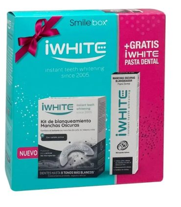 IWHITE KIT BLANQUEAMIENTO MANCHAS OSCURAS 10 MOLDES + PASTA DENTAL 1 ENVASE 75 ML PACK PROMO