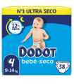 PAÑAL INFANTIL DODOT BEBE SECO VALUE TALLA 4 9-14 KG 58 UNIDADES PACK