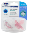 CHUPETE SILICONA CHICCO PHYSIOFORMA SOFT 2 - 6 MESES 2 UNIDADES COLOR ROSA